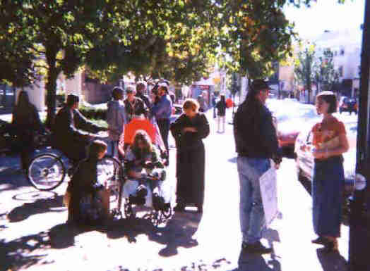 Jacki and Elvy are interviewed prior to the protest