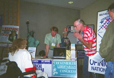 Jacki with Ron and others at the LP table